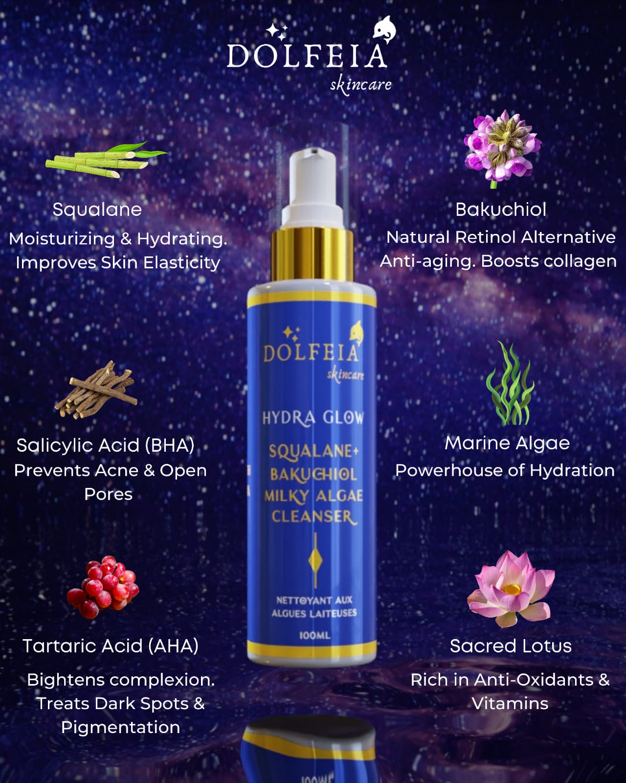 (GLASS SKIN SET) AHA BHA Algae Mask 50gms & Squalane Bakuchiol Milky Algae Cleanser 100ml